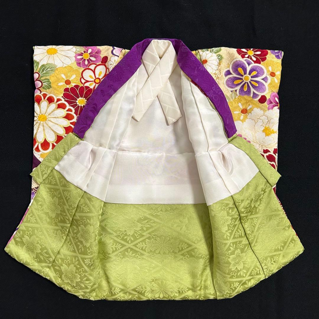 市松人形12号正絹着物と髪飾り　アンティークドール　ビスクドール