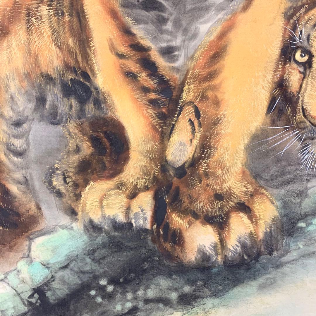 【掛軸】堀江玉鳳「猛虎」共箱 二重箱 ニ頭 月