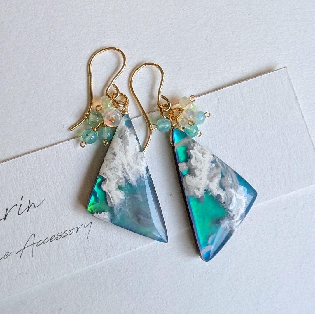 オーロラプルームアゲート ピアス