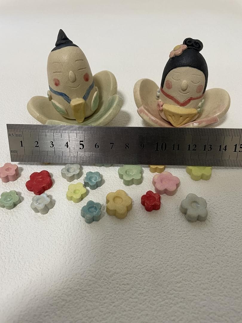 岡崎順子さん 雛人形 陶器 お雛様 おはじき付