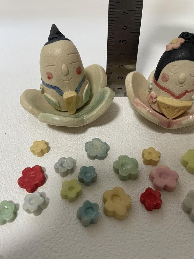 岡崎順子さん 雛人形 陶器 お雛様 おはじき付