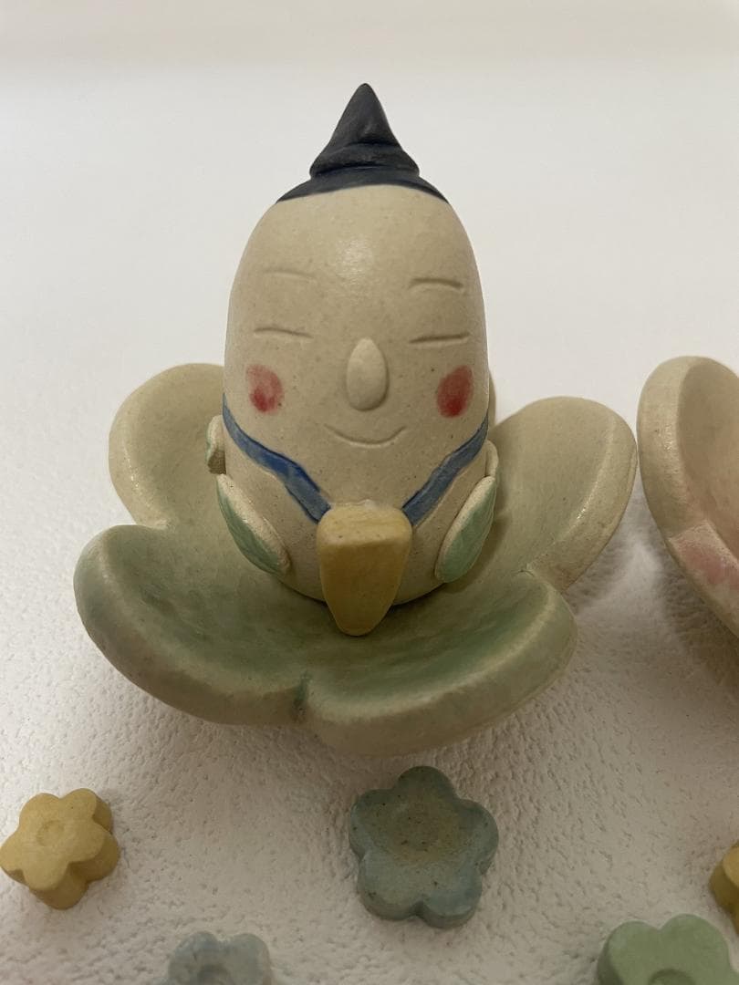 岡崎順子さん 雛人形 陶器 お雛様 おはじき付