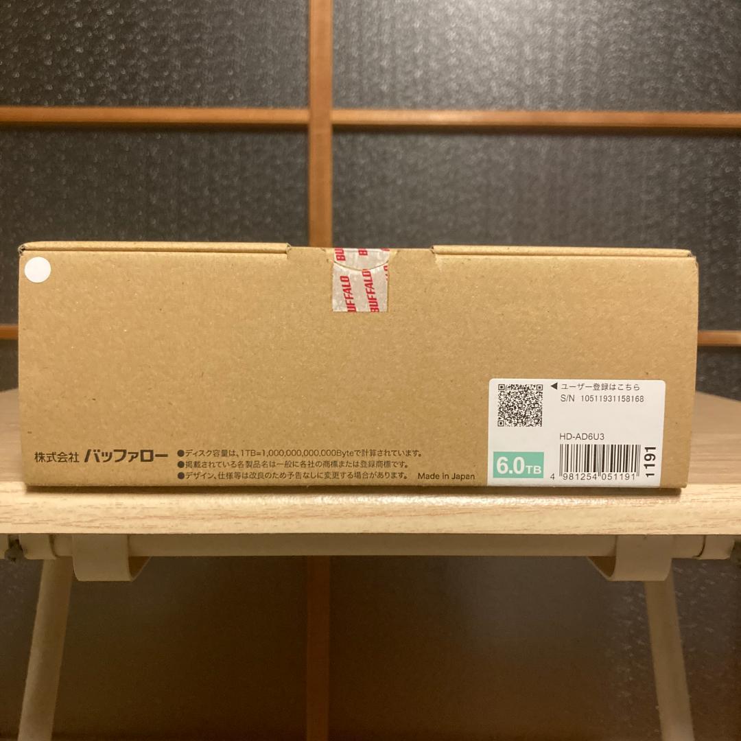 外付けハードディスク 6TB USB3.1 バッファロー HD-AD6U3