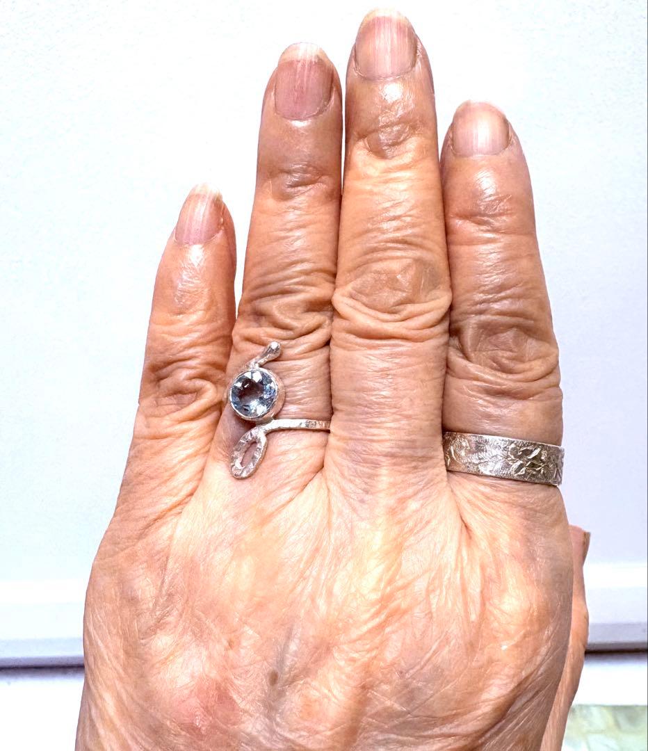 アクアマリン スワールデザイン リング