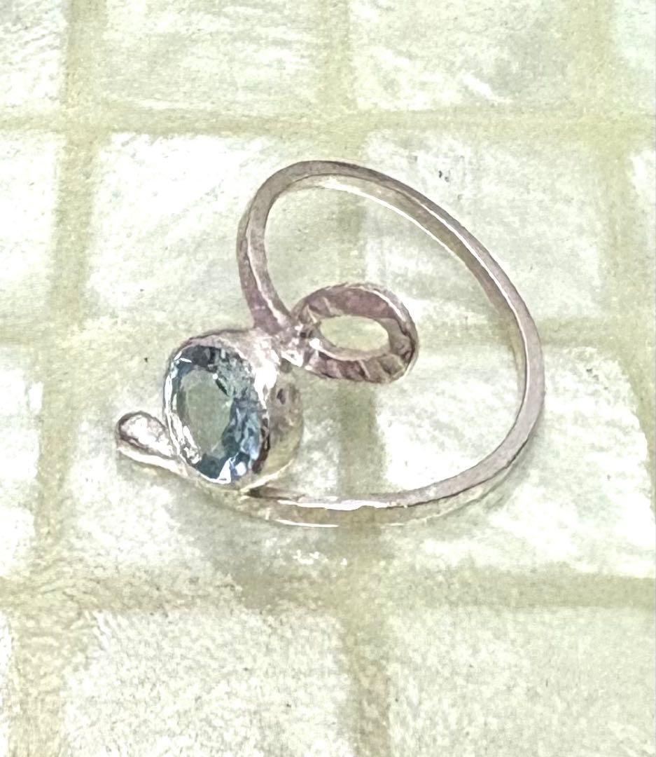 アクアマリン スワールデザイン リング