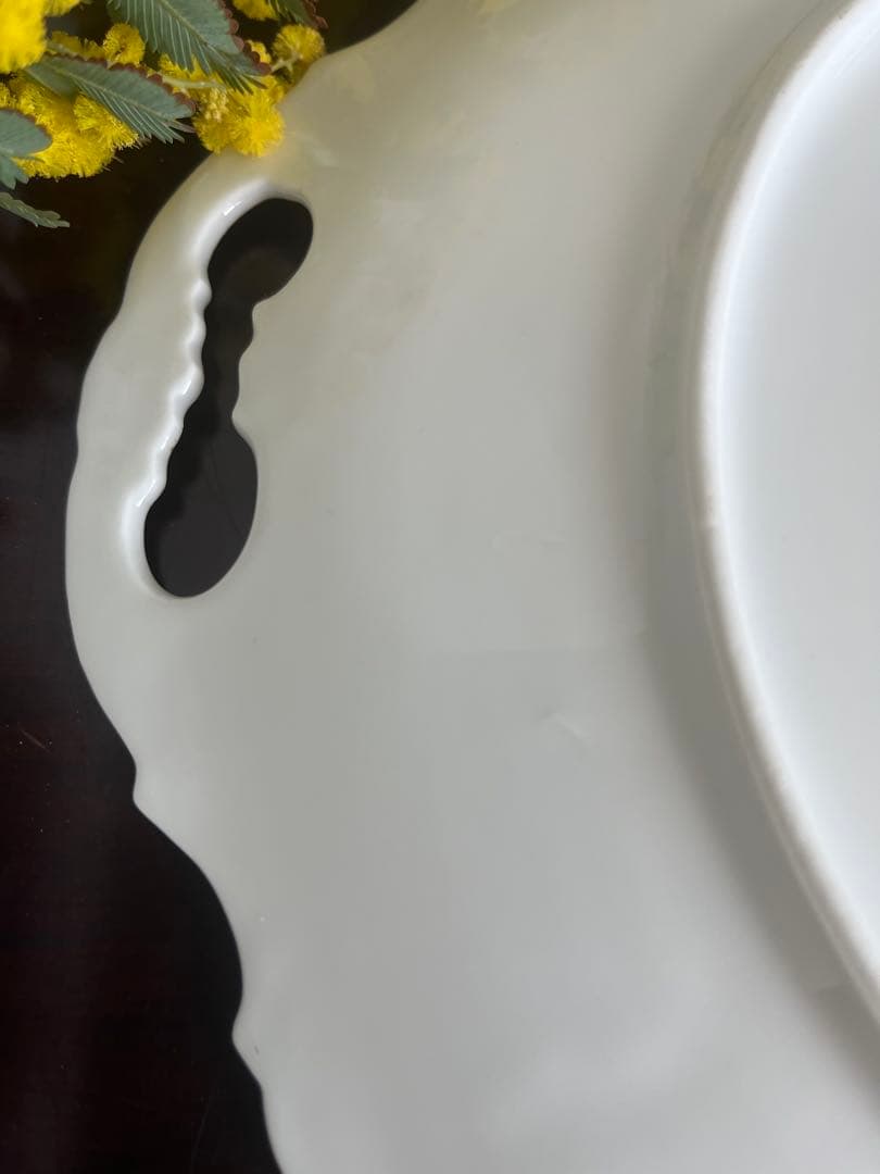 フランスアンティーク　リモージュ　ガーランド　スカラップ　バラ模様　金彩