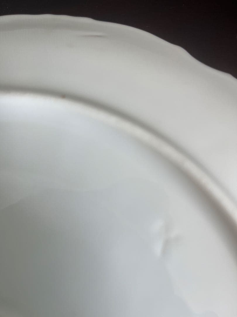 フランスアンティーク　リモージュ　ガーランド　スカラップ　バラ模様　金彩