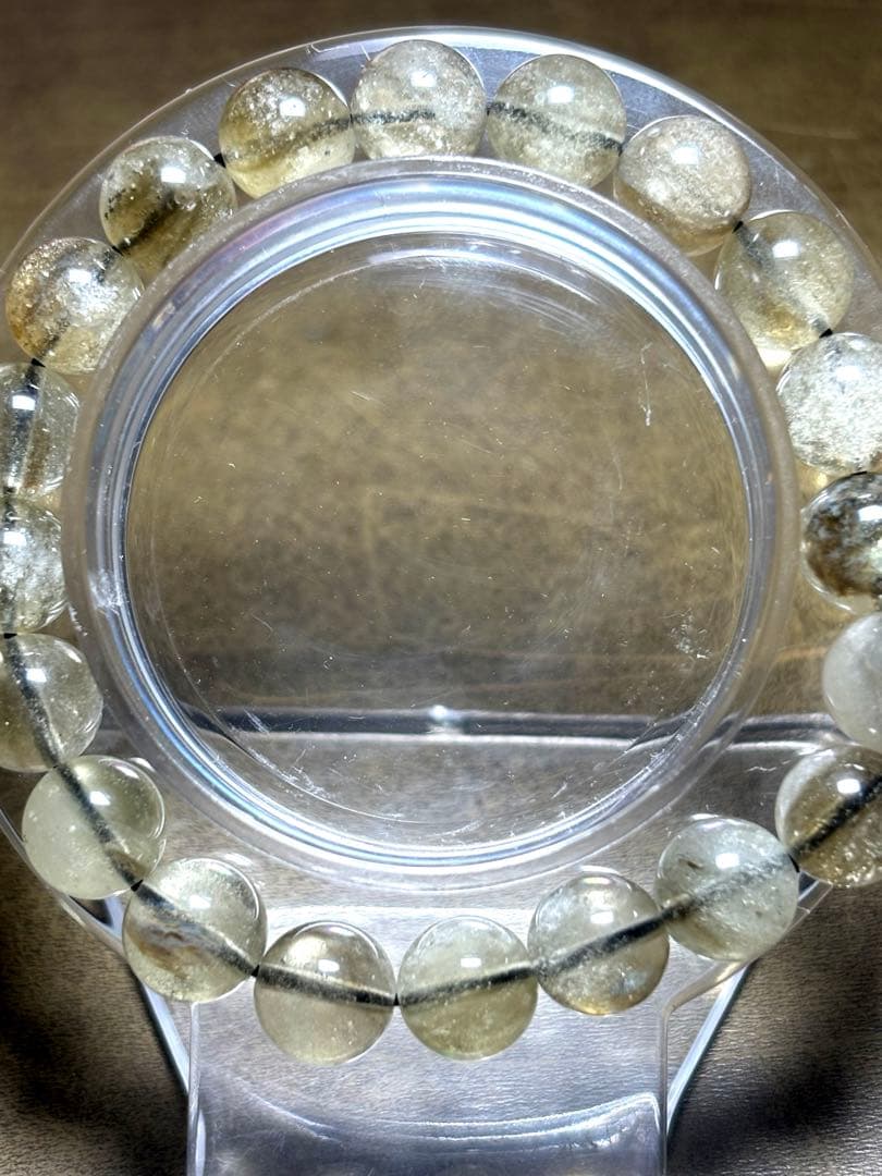 ブラックリビアンブレスレット9.5㎜（新品未使用）クリストバライト入り高品質現品