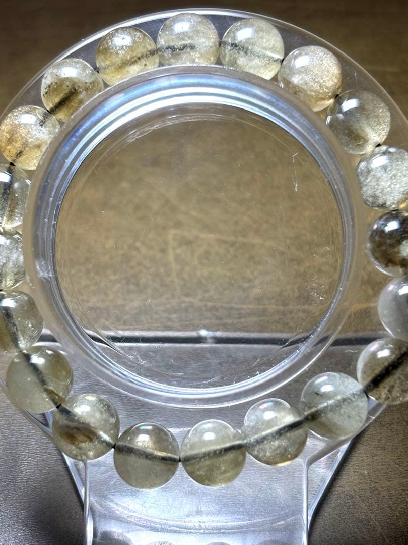 ブラックリビアンブレスレット9.5㎜（新品未使用）クリストバライト入り高品質現品