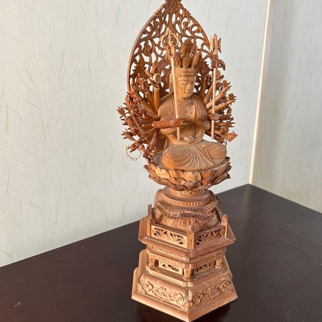 【土日値下中】千手観音像　木彫り　仏像　骨董品