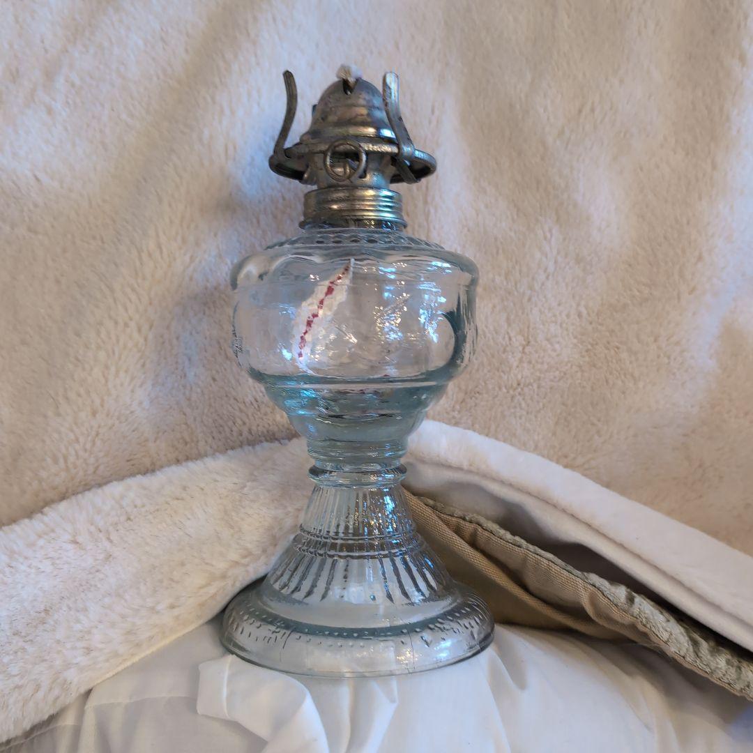クラシックオイルランプ 透明 ガラス製2点