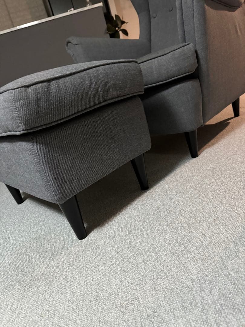 『シミあり』IKEA❣️ストランドモン 1人がけソファ＆オットマン2点セット