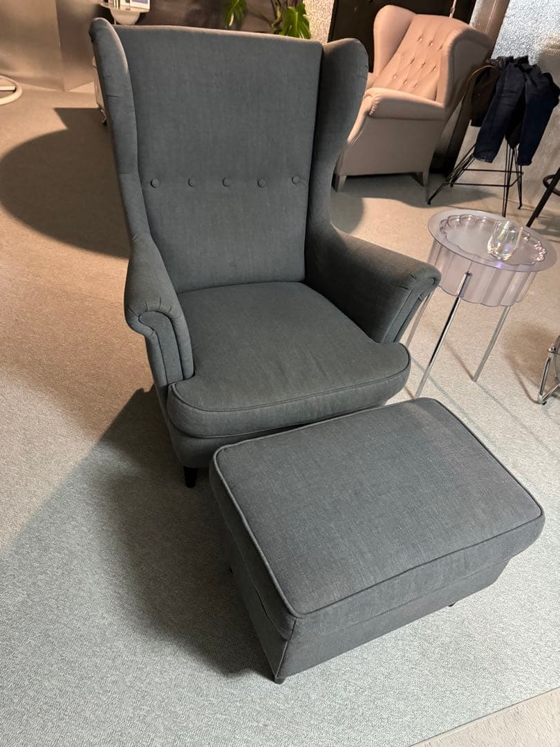 『シミあり』IKEA❣️ストランドモン 1人がけソファ＆オットマン2点セット