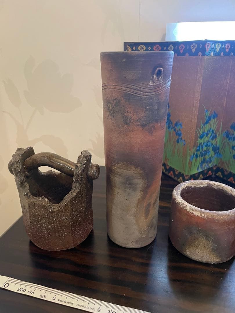 美品　作家物　備前焼　花瓶　一輪挿し　陶器製 手作り陶器　花器5点セット