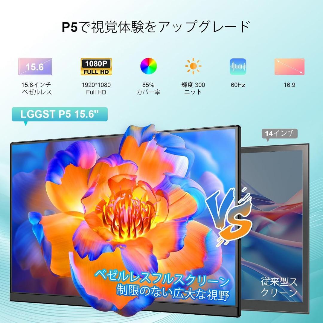 LGGST P5 モバイルモニター 15.6インチ FHD 1080P ノードパ