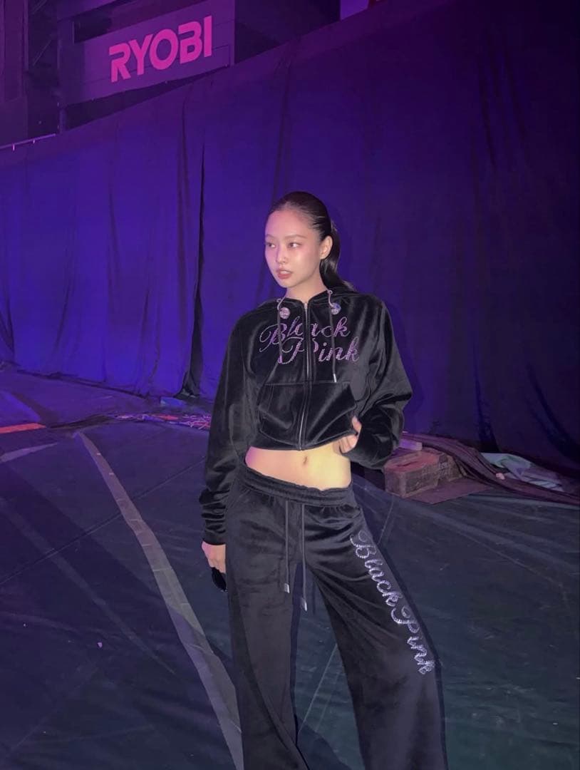 BLACKPINK popup限定 ベロアロングパンツ（NAVY） Mサイズ