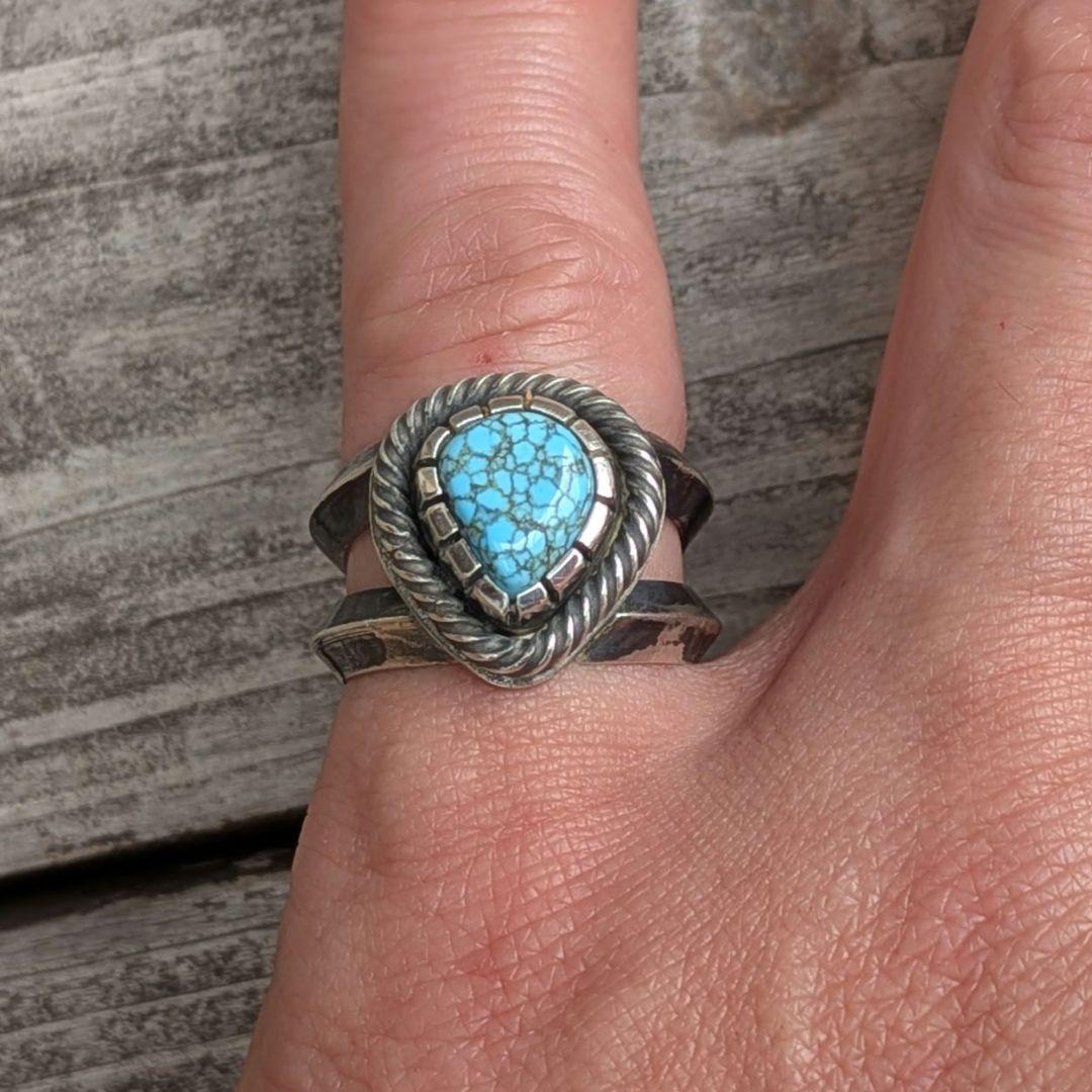 ハンドメイドのターコイズリング　＃8 インディアンジュエリー風