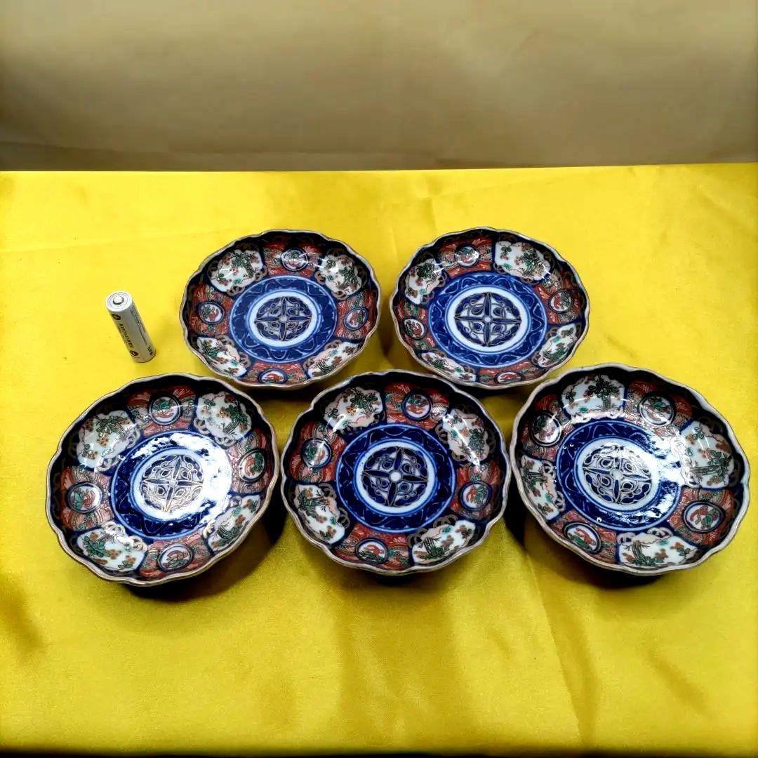 有田焼　伊万里焼　古伊万里　金彩　色絵　豆皿　小皿　なます皿　4寸皿5客セット