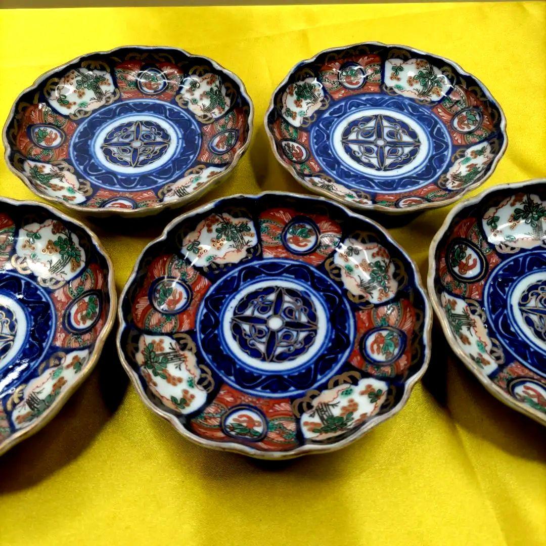 有田焼　伊万里焼　古伊万里　金彩　色絵　豆皿　小皿　なます皿　4寸皿5客セット