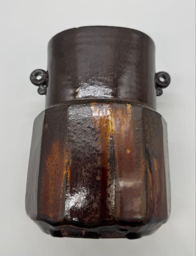 唐銅 風炉釜 一体型 加藤春鼎 作 共箱付 花器 茶道具 工芸品