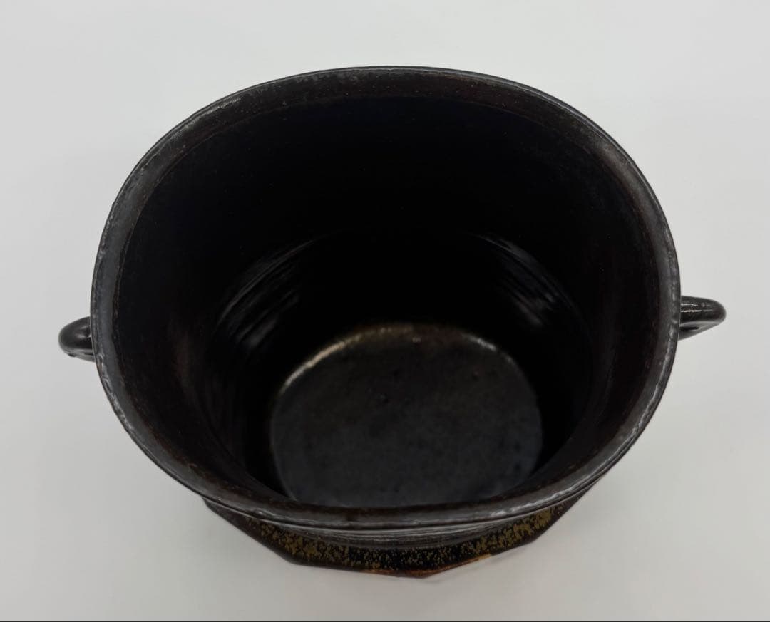 唐銅 風炉釜 一体型 加藤春鼎 作 共箱付 花器 茶道具 工芸品