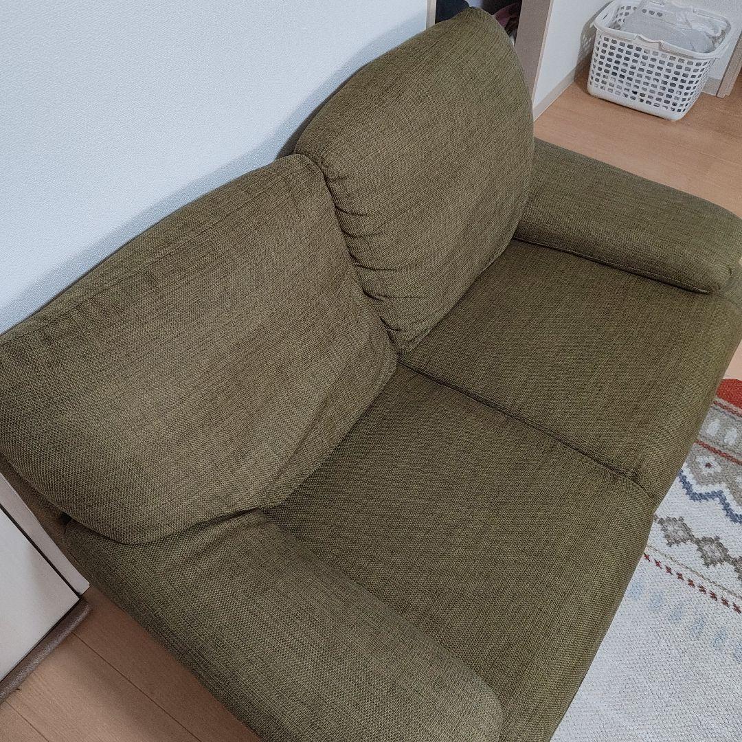 ニトリ　オリーブグリーン 2人掛けソファ中古品