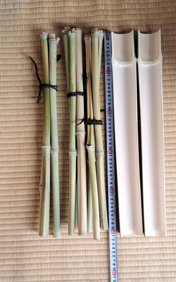 竹製流しそうめん◆高さのある流しそうめんと低めの組み合せ+猪口10個付き