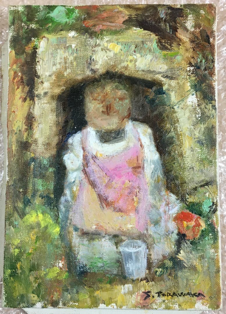 ○【希少！抽象表現】『野の一輪』寅若繁 油彩