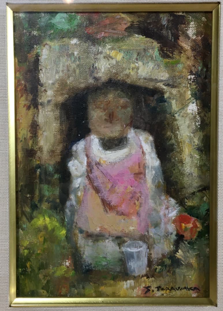 ○【希少！抽象表現】『野の一輪』寅若繁 油彩