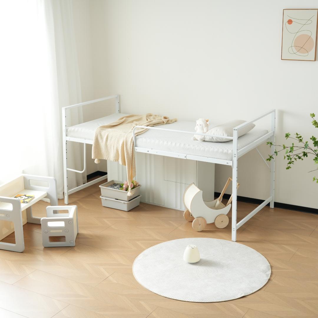 超人気！北欧風 一人暮らし ロフトベッド【高さ110cm】 White