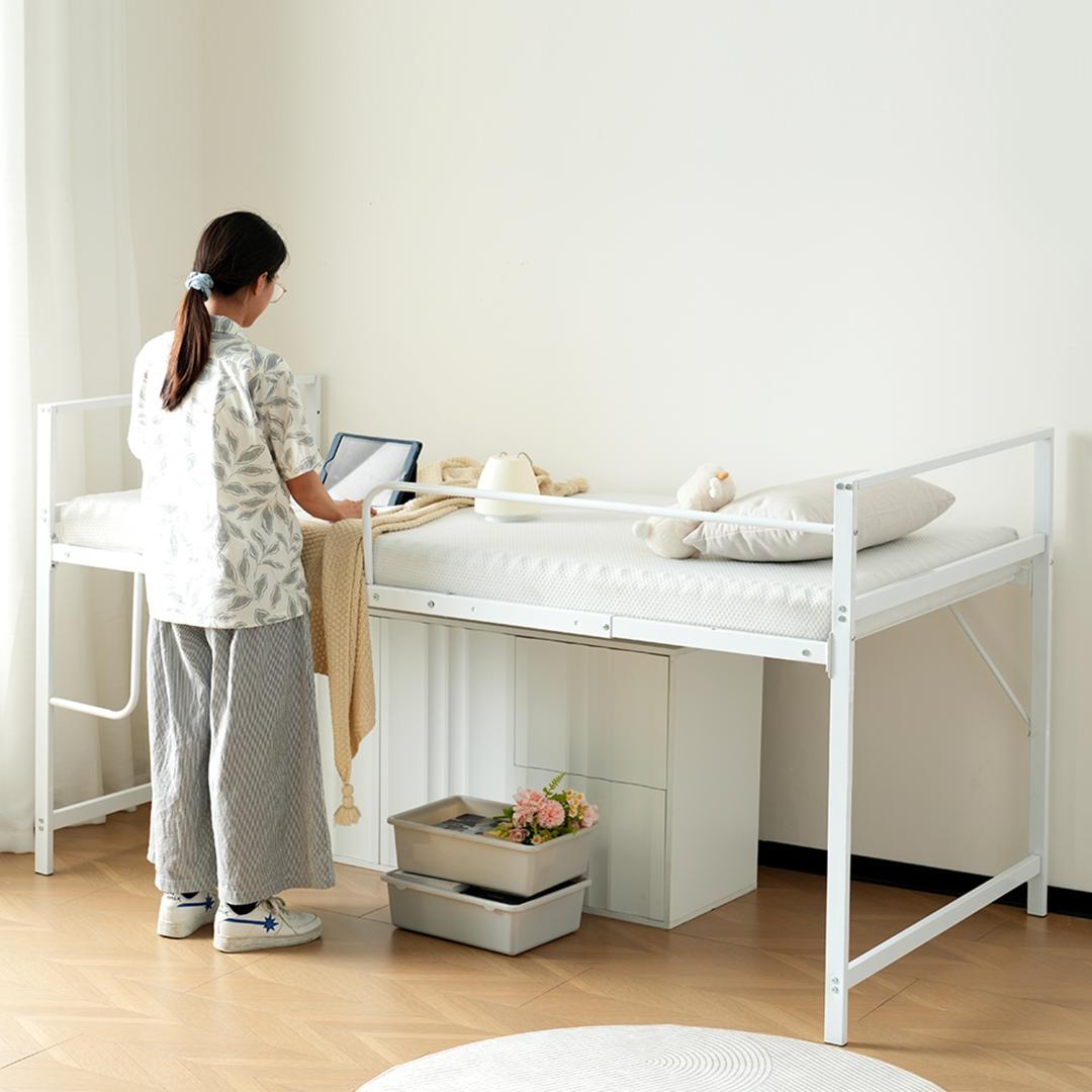 超人気！北欧風 一人暮らし ロフトベッド【高さ110cm】 White