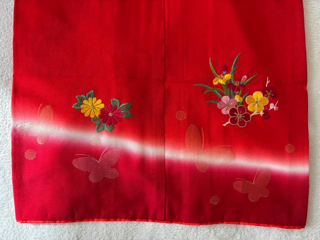 7歳 七五三 着物 帯 小物 セット 赤 刺繍 アンティーク