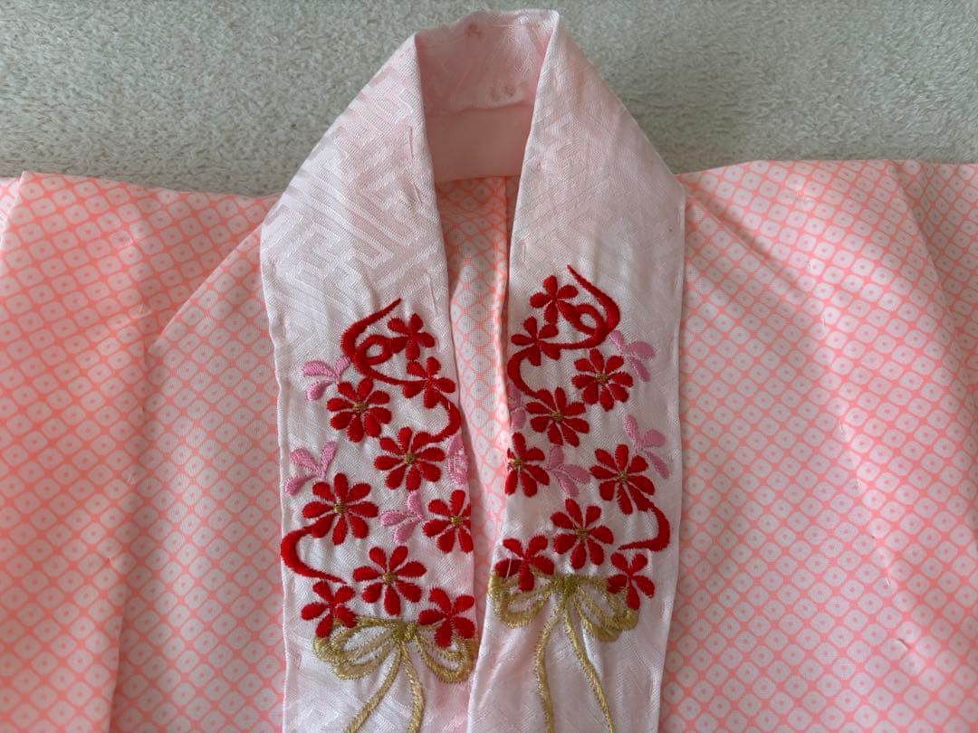 7歳 七五三 着物 帯 小物 セット 赤 刺繍 アンティーク
