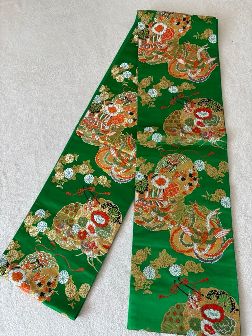 7歳 七五三 着物 帯 小物 セット 赤 刺繍 アンティーク