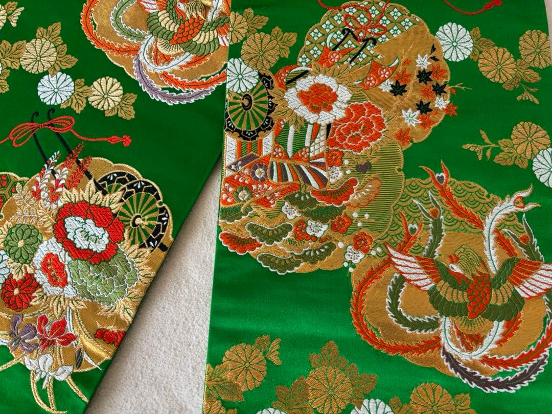 7歳 七五三 着物 帯 小物 セット 赤 刺繍 アンティーク