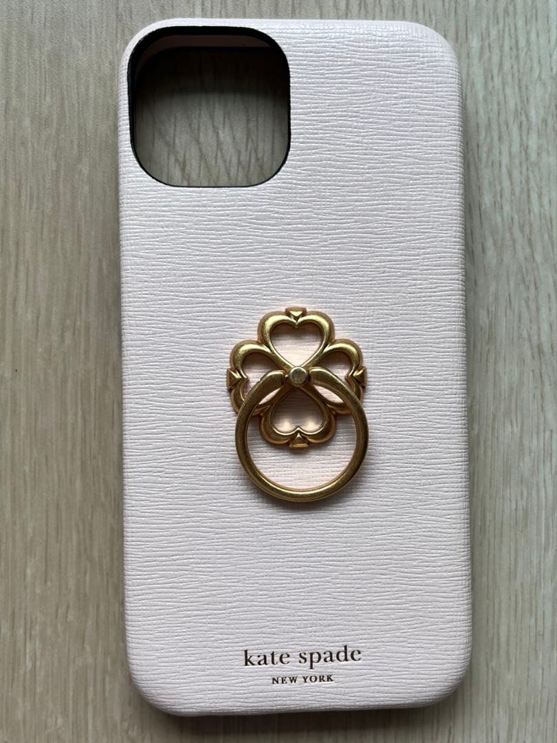 新品　ケイトスペード　iPhone13 桜色　ピンクレザー　リングスタンド