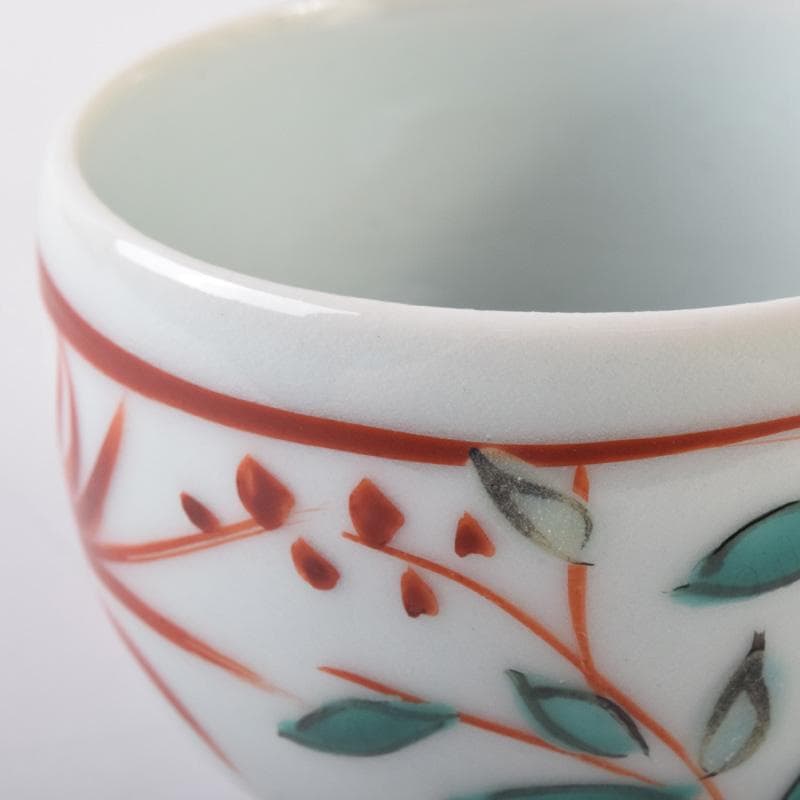 加藤卓男　幸兵衛窯　呉須赤絵　鳥草文　酒杯　盃　共箱　V　7249