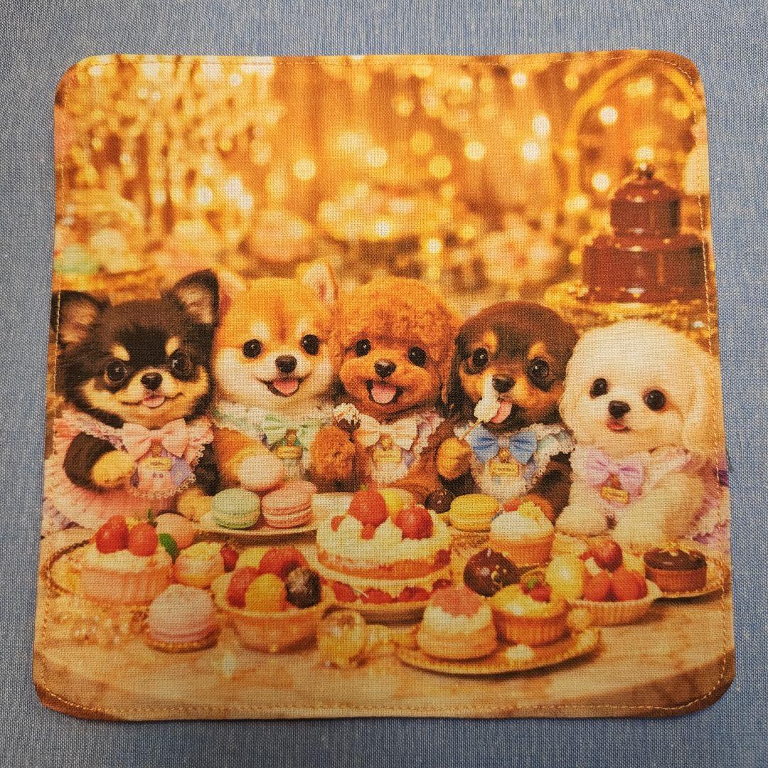 ご確認用　チョコ　ハンカチ　ダックスちゃん柄2/20