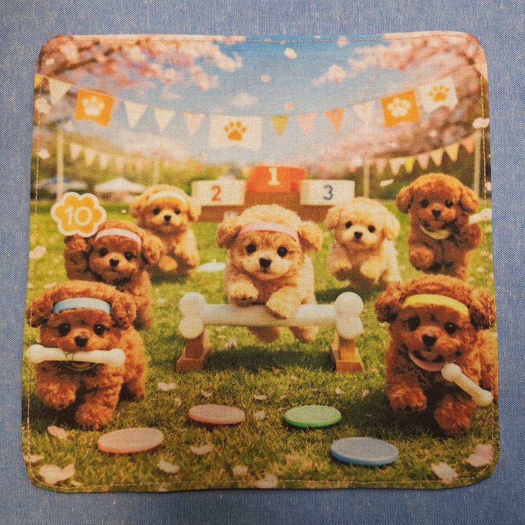 ご確認用　チョコ　ハンカチ　ダックスちゃん柄2/20