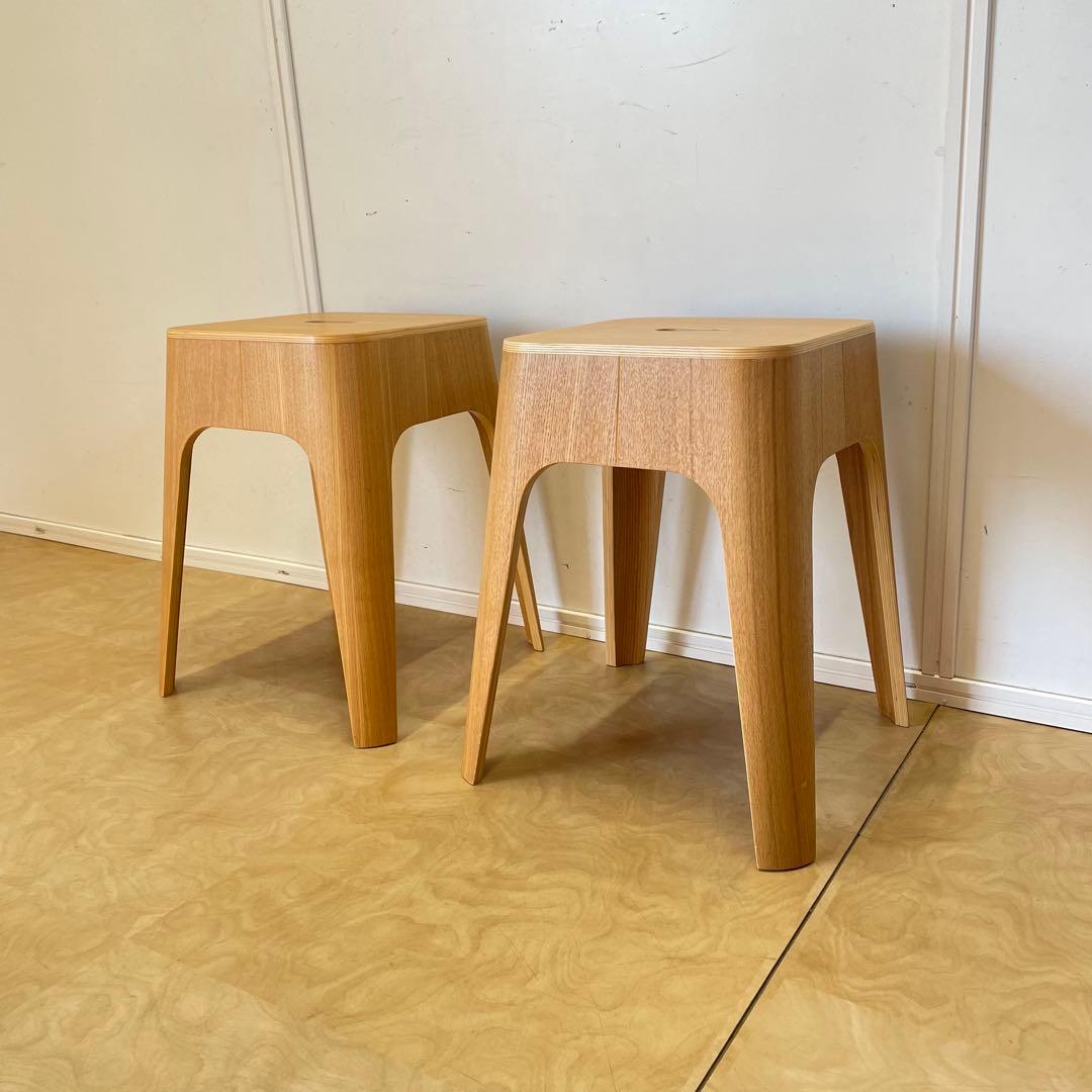 Francfranc スツール2脚 スタッキング椅子 チェア フランフラン 木製