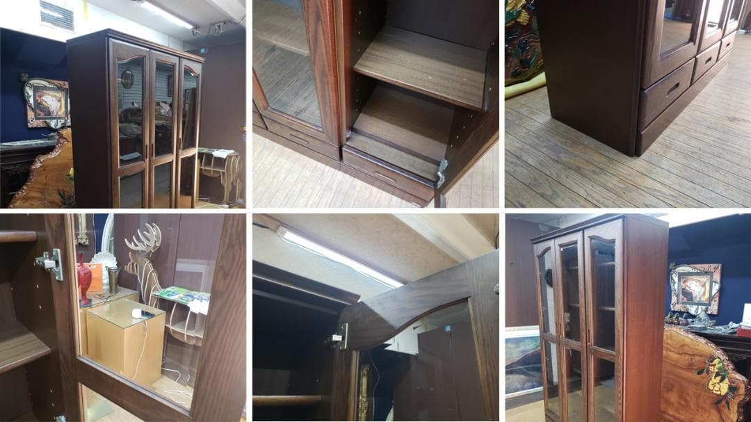 ｂ34　モーブル　三枚扉　書棚　本棚