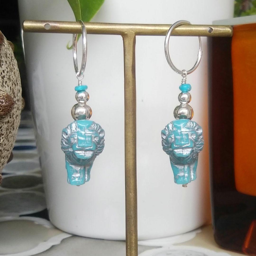 シルバー925天然石 今年のライオンはカッコイイ(^^)シルバーピアス