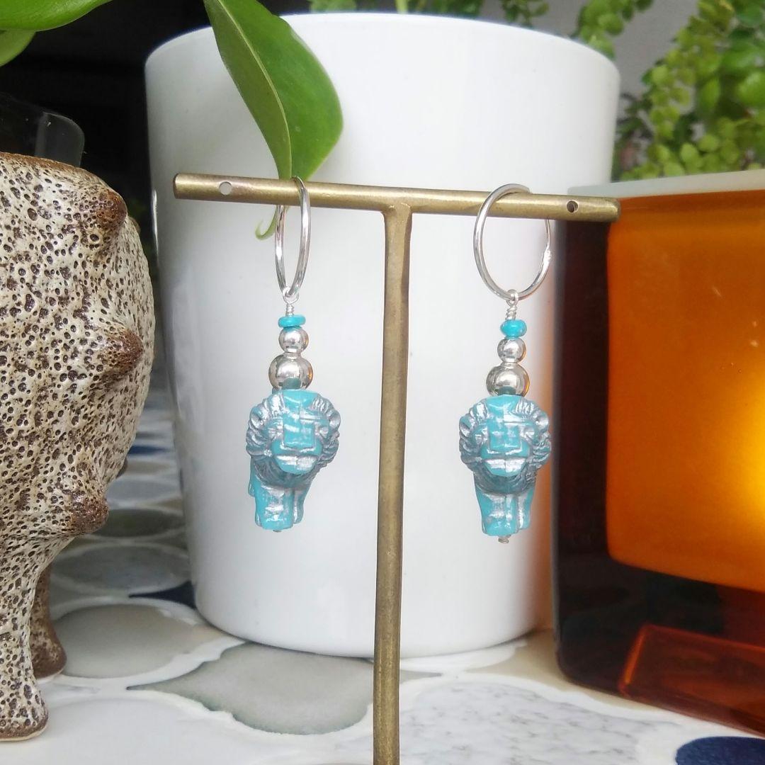 シルバー925天然石 今年のライオンはカッコイイ(^^)シルバーピアス