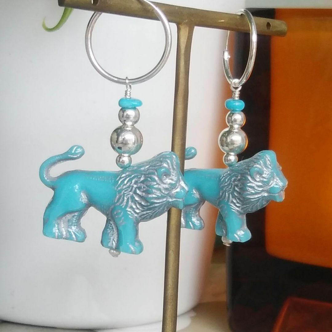 シルバー925天然石 今年のライオンはカッコイイ(^^)シルバーピアス