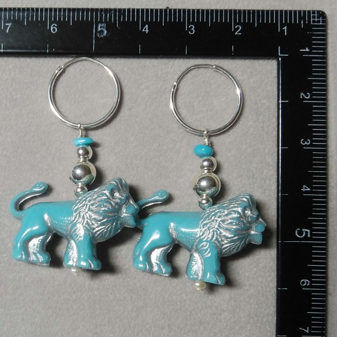 シルバー925天然石 今年のライオンはカッコイイ(^^)シルバーピアス