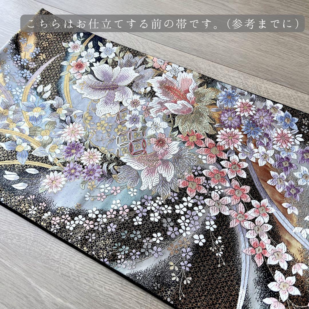 鏡裏異聞 ー 夢幻に咲く花 帯リメイク 和装バッグ 正絹 フォーマル 洋装にも