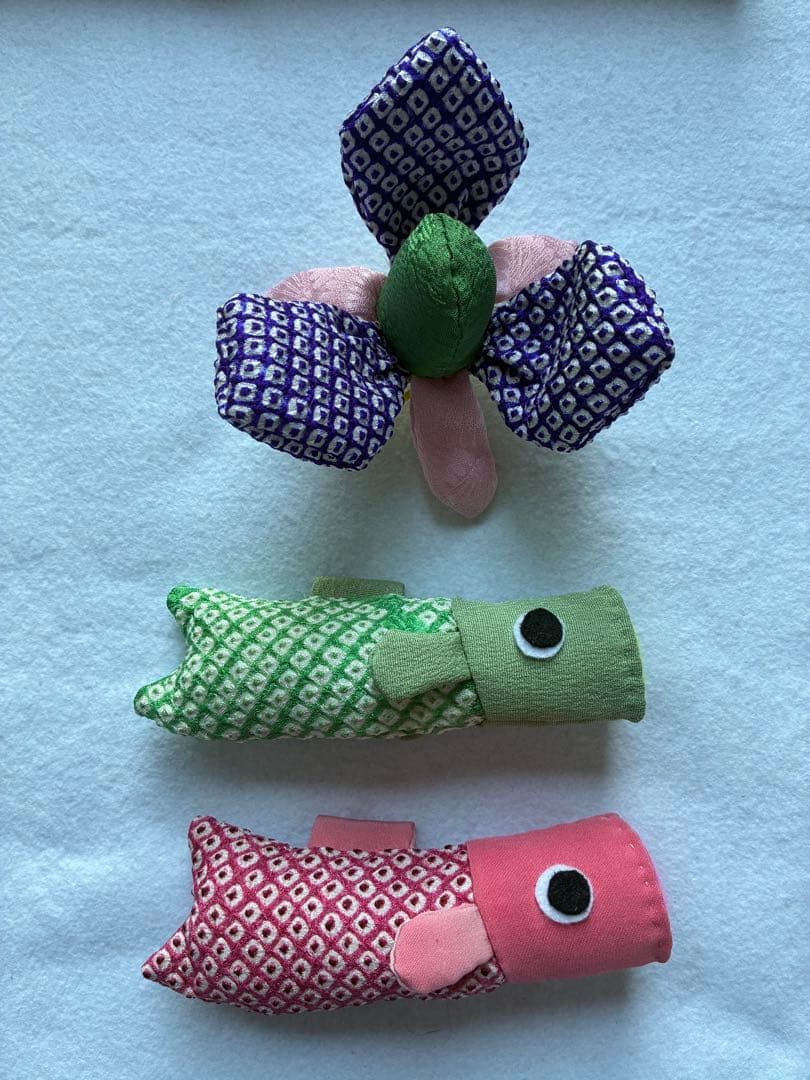 ちりめん細工「鯉のぼり（菖蒲付き）」※菖蒲なし可能.コメントください