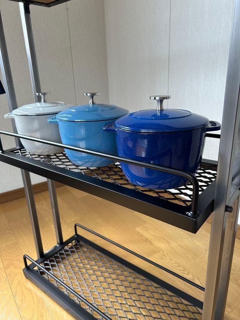 キッチン3段シェルフ　スタイリッシュ　オシャレ　アイアン家具