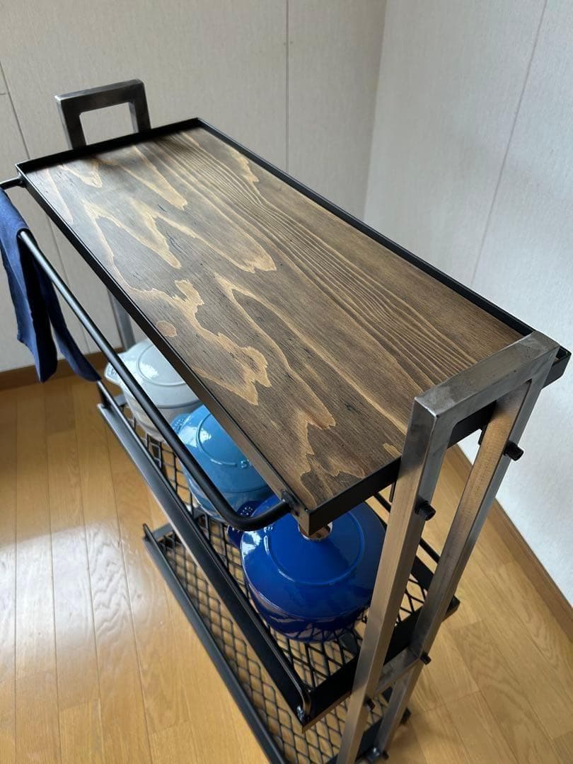 キッチン3段シェルフ　スタイリッシュ　オシャレ　アイアン家具