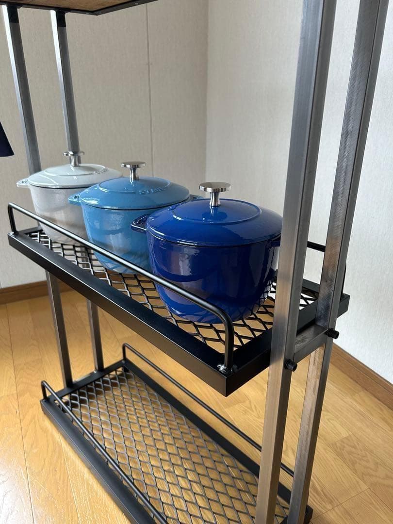 キッチン3段シェルフ　スタイリッシュ　オシャレ　アイアン家具